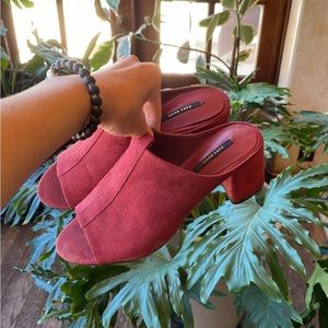 ZARA suede mules/burgundy heels